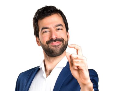 Yakışıklı adam küçük işareti yapmak