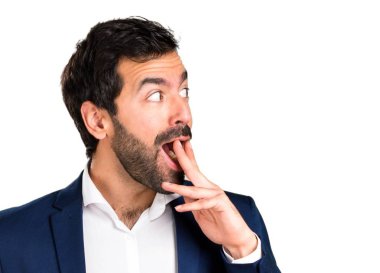 Yakışıklı adam yapma sürpriz jest