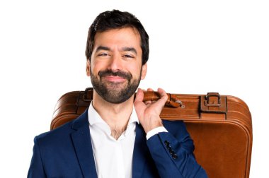 Yakışıklı adam bir evrak çantası elinde