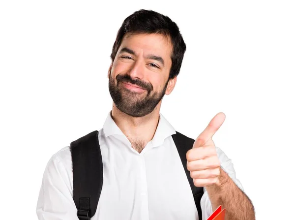 Student man with thumb up — Stock Photo, Image