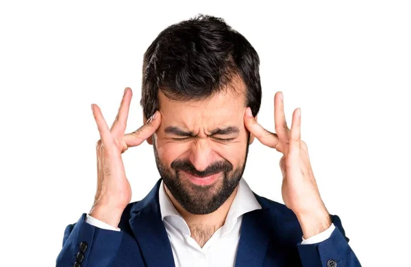 Handsome brunette man on white background — Stock Photo, Image