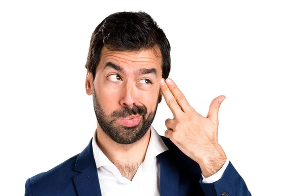 Hombre guapo haciendo un gesto suicida — Foto de Stock