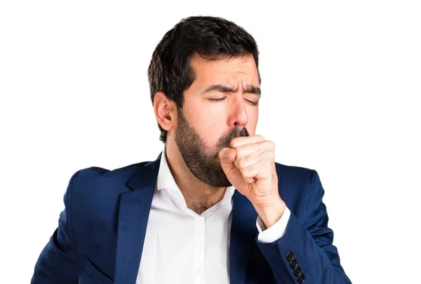 Hombre guapo tosiendo mucho —  Fotos de Stock