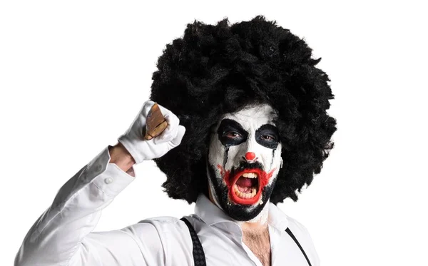 Killer clown with knife — Stock Photo, Image