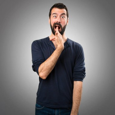 Sakal yapma intihar jest gri adam yakışıklı adam