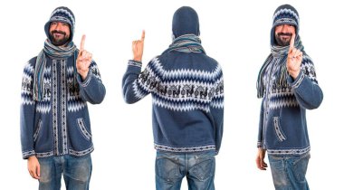 Adam bir sayma kış giysileri ile ayarla