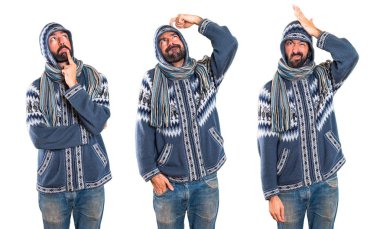 Adam kümesiyle şüpheleri kış giysileri