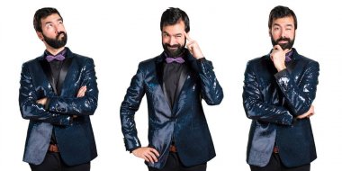 Payet ceket düşünce ile yakışıklı adam