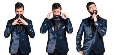 Payet ceket düşünce ile yakışıklı adam