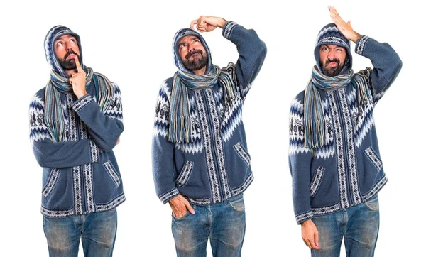 Adam kümesiyle şüpheleri kış giysileri