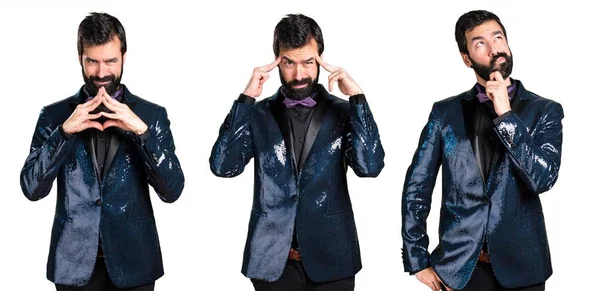 Payet ceket düşünce ile yakışıklı adam