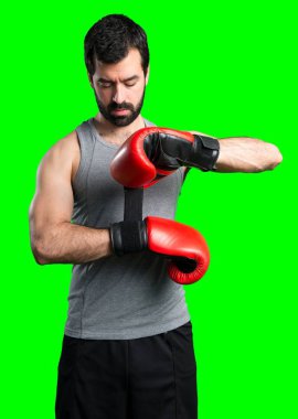 Boks eldivenleri ile sportman