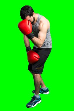 Boks eldivenleri ile sportman