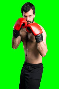 Boks eldivenleri ile sportman