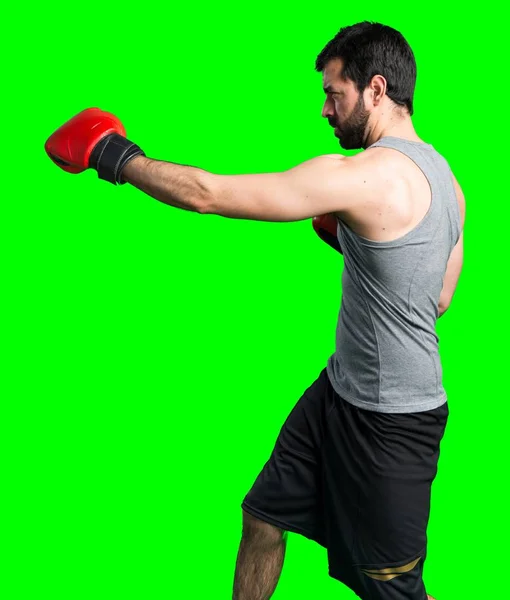 Sportif avec gants de boxe — Photo