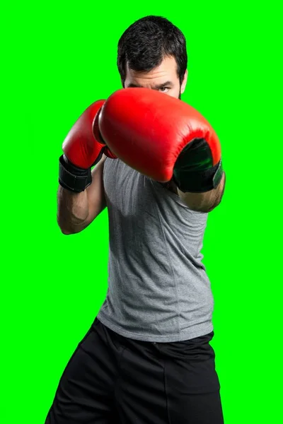 Desportista com luvas de boxe — Fotografia de Stock