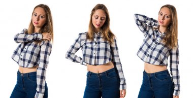 Sırt ağrısı ile sarışın genç kız