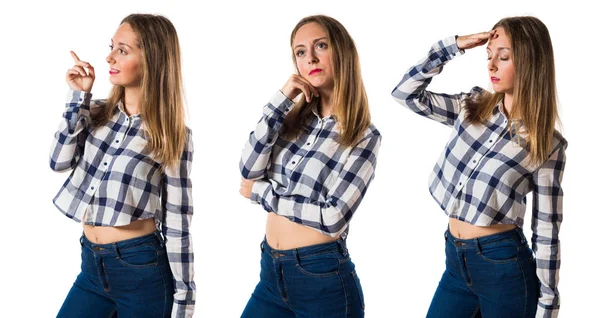 Blondine Teenager Mädchen denken — Stockfoto