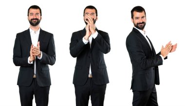 Yakışıklı işadamı applauding kümesi