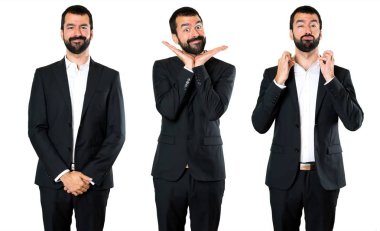 Mutlu yakışıklı işadamı kümesi