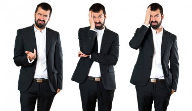 Yorgun yakışıklı işadamı kümesi