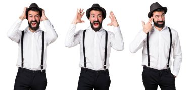 Sakallı adam sinirli hipster