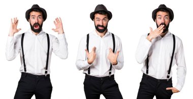 Sakallı sürpriz hipster adam