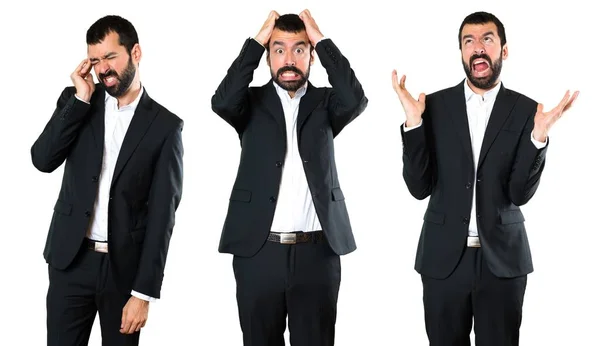 Set of Frustrated handsome businessman — Stock Photo, Image