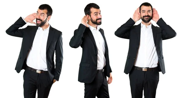 Set of Handsome businessman listening something — Stock Photo, Image