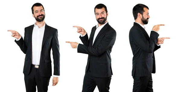Set of Handsome businessman pointing to the lateral — Stock Photo, Image