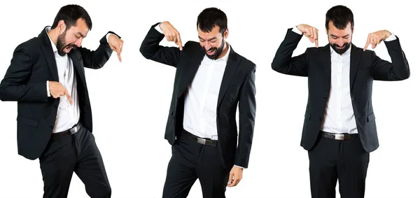 Set of Handsome businessman pointing down — Stock Photo, Image