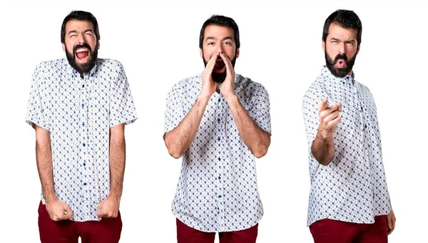 Sakal bağırarak ile esmer yakışıklı