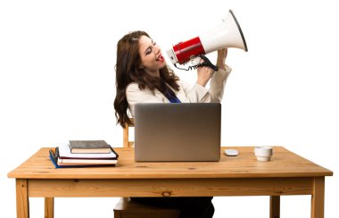 Onu laptop ile çalışan ve bir megafon holding iş kadını