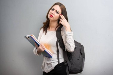 Öğrenci kadın intihar jest yapma dokulu arka plan