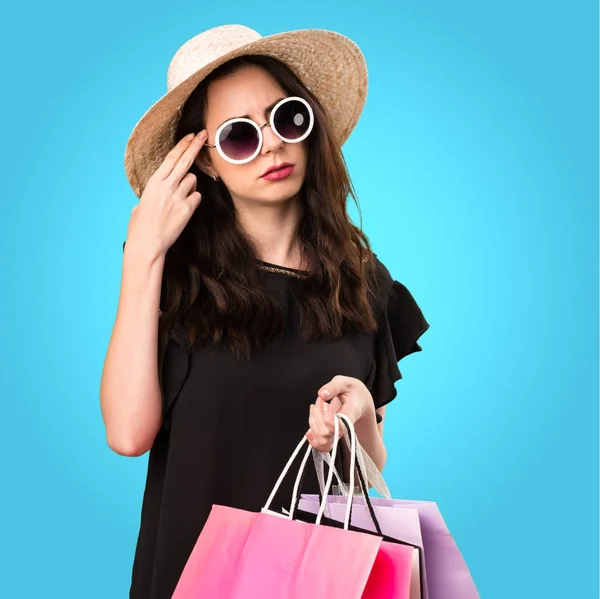 Alışveriş poşet intihar jest o güzel genç kızla