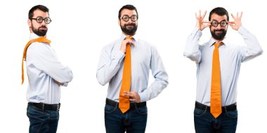 Komik adam gözlüklü kendisiyle gurur kümesi