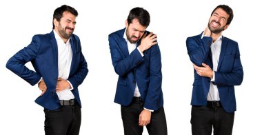 Omuz ağrısı, boyun ağrısı ve sırt ağrısı ile yakışıklı adam