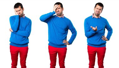 Yorgun yakışıklı genç kümesi