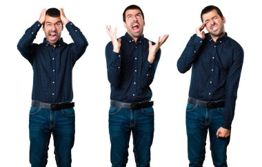 Sinirli yakışıklı adam kümesi