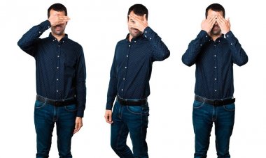 Yakışıklı adam gözlerini kapsayan kümesi