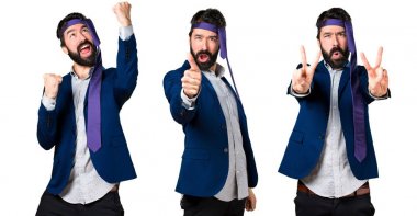 Çılgın ve sarhoş işadamı başparmak ile