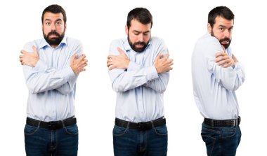 Buz gibi sakallı yakışıklı adam kümesi