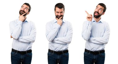 Yakışıklı adamın sakalı düşünce ile ayarla