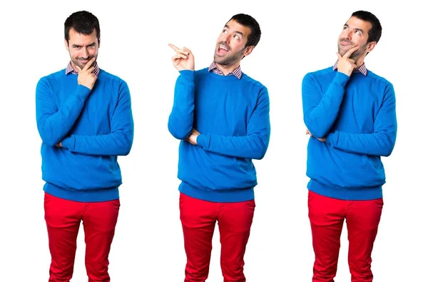 Set of Handsome young man thinking — Stock Photo, Image