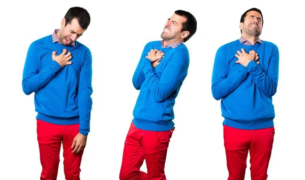 Conjunto de Bonito jovem com dor no coração — Fotografia de Stock