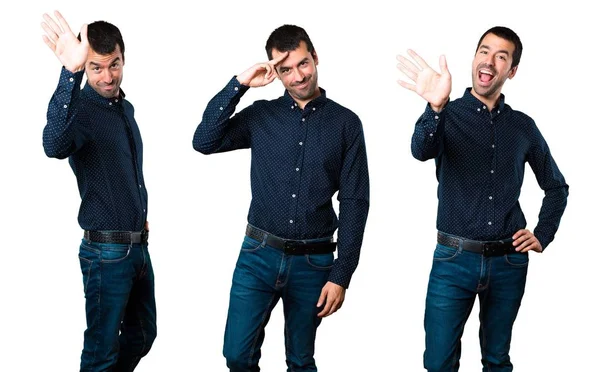 Conjunto de Bonito homem saudando — Fotografia de Stock