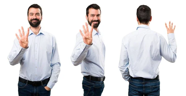 Dört sayma sakallı yakışıklı adam kümesi — Stok fotoğraf