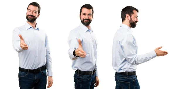 Bir anlaşma sakallı yakışıklı adam ayarla — Stok fotoğraf