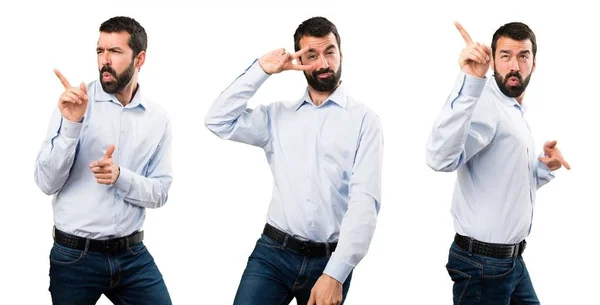 Set de hombre guapo con barba bailando —  Fotos de Stock