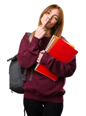 Öğrenci kadın boynuz jest yapma